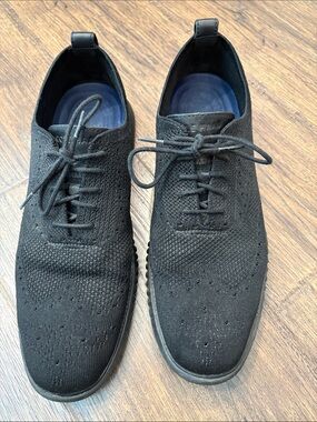 Men's Black Cole Hann Knit Lace-Up Derby Shoes
